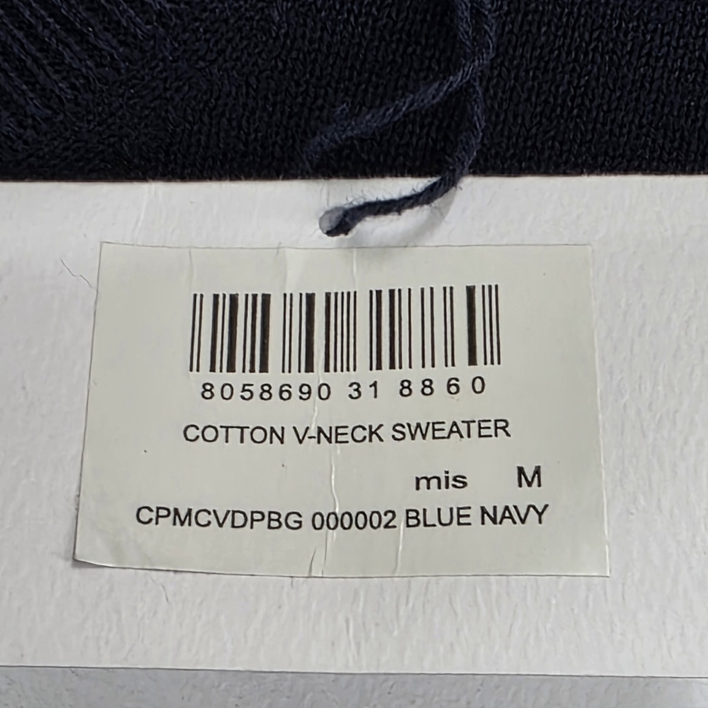 Quiet Luxury Camicissima Italian Cotton V Neck Sweater Mens M Navy NWT - Picture 6 of 13